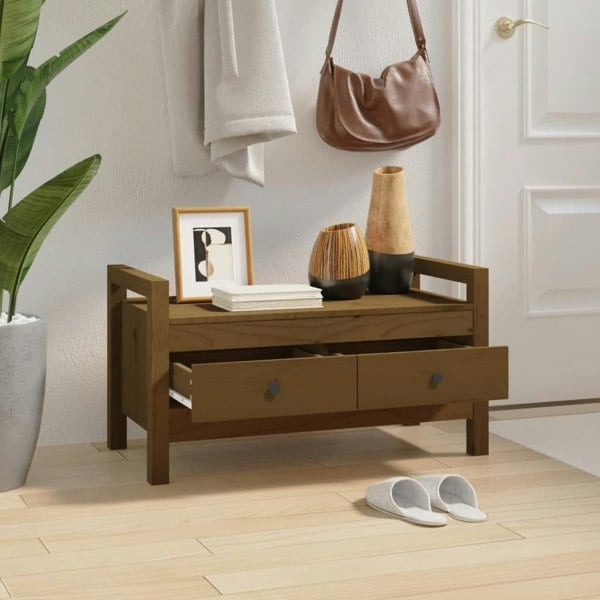 Berkfield Hall Bench Honey Brown 80x40x43 cm Solid Wood Pine