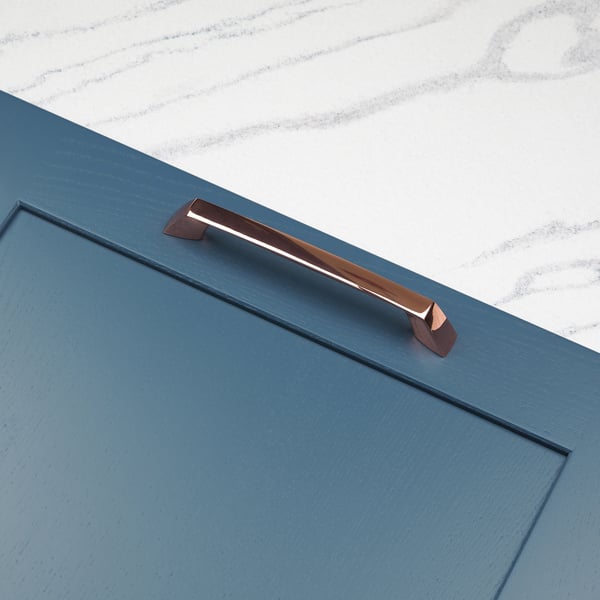Handle & Home Rose Gold Copper Coordinating Tapered Handle, Cup Handle, and Coordinating Knob