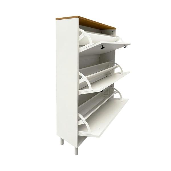HYGRAD BUILT TO SURVIVE Shoe Storage Cabinet Flip Doors Type Entryway Shoe Rack Storage Organizer Footwear Organiser Space-saving w/ 3 Drawers