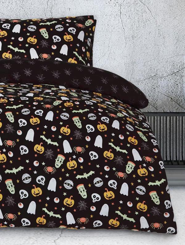 Smart Living Spooky Halloween Reversible Duvet Cover - Black