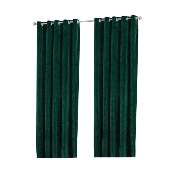 Paoletti Verona Crushed Velvet Eyelet Curtains - Emerald Green