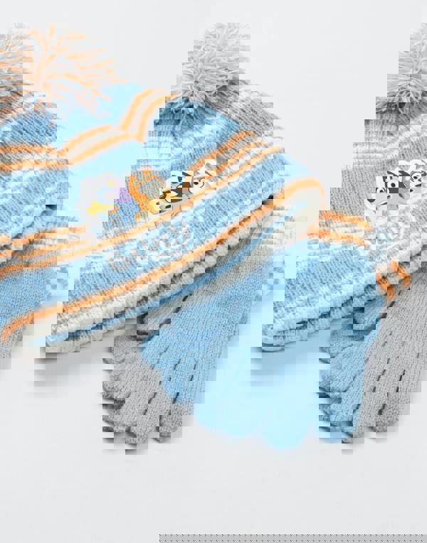 Bluey Girls Blue Character Beanie and Gloves Set (One Size)