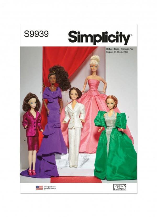 Simplicity Sewing Pattern 9939, Doll Clothes OS (One Size) - Intermediate