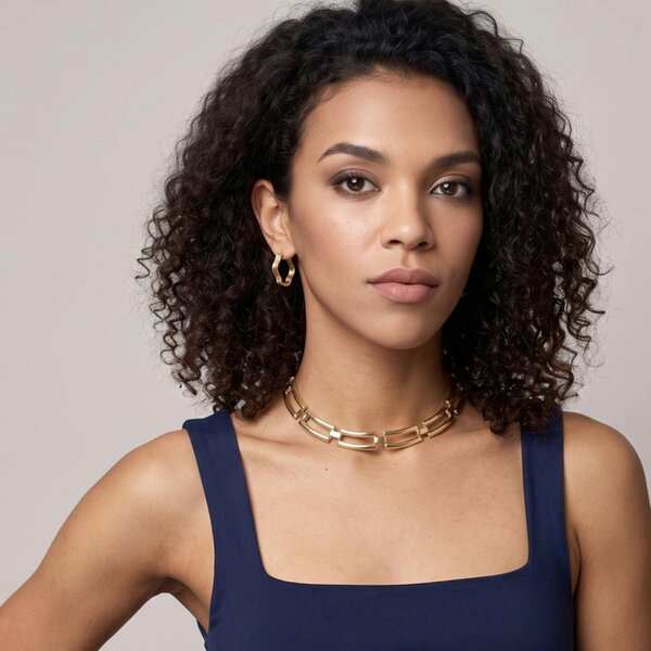 Uchi & Soto Shikaku Gold Rectangle Link Statement Necklace