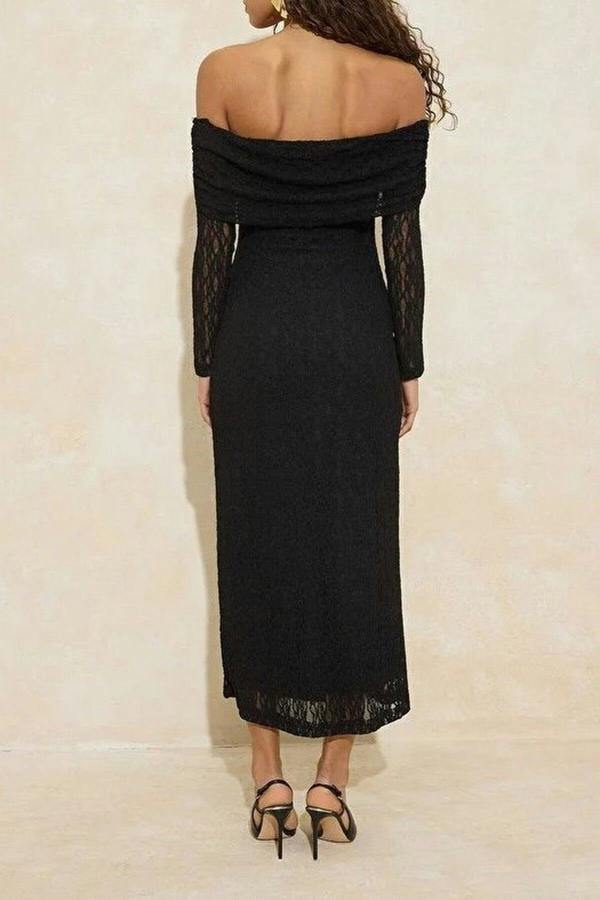 WOVCOR Lined Maxi Lace Evening Dress