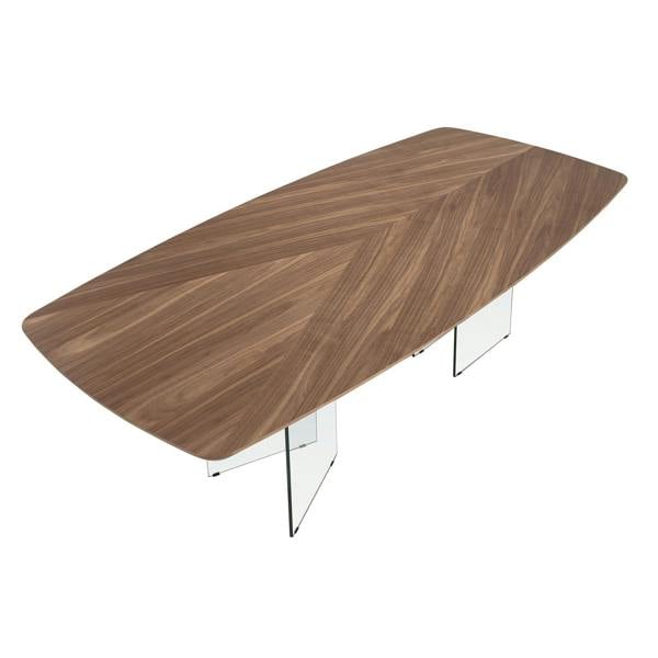 Angel Cerdá Oval barrel dining table in walnut and tempered glass 1191