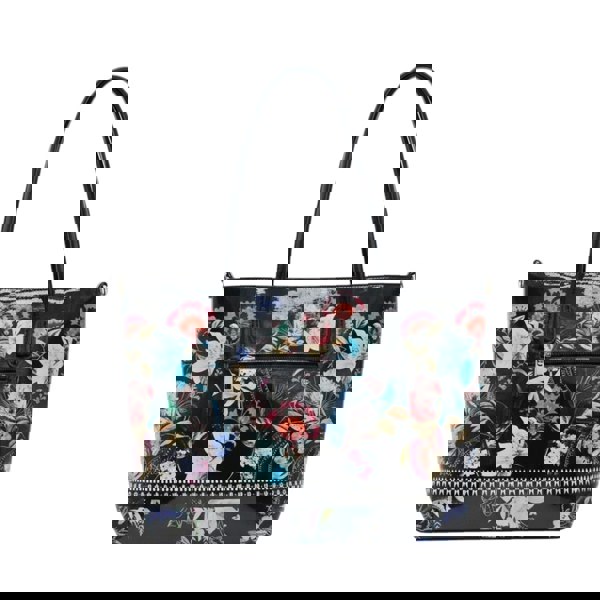 Kitise Elegant Floral Print Patent Leather Tote Shoulder Bag