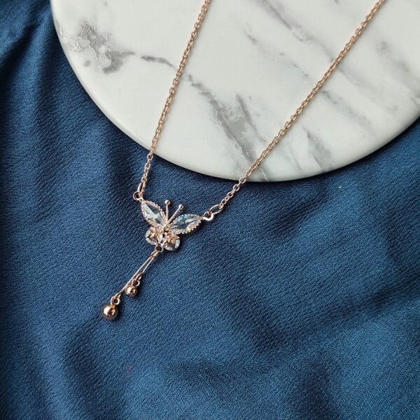 The Colourful Aura Large Butterly Zircon Crystal Dokiya Pendant Animal Necklace