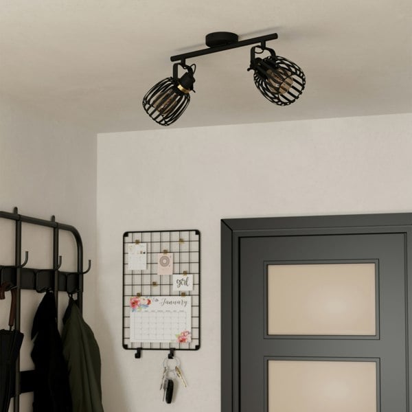 EGLO Girona Black Steel Modern 2-Light Spotlight