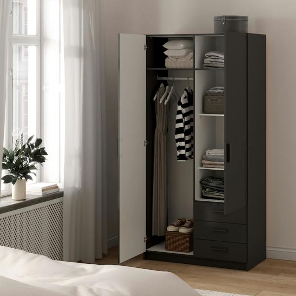 Furniture To Go Sprint Wardrobe with 2 Doors + 3 Drawers in Matt Grey