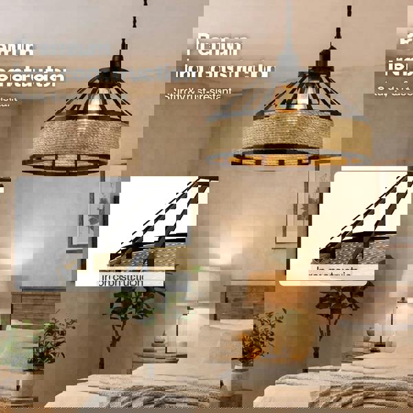 Emitto Modern Ceiling Pendant Light Shade Industrial Hemp Rope Lamp Shade 25cm