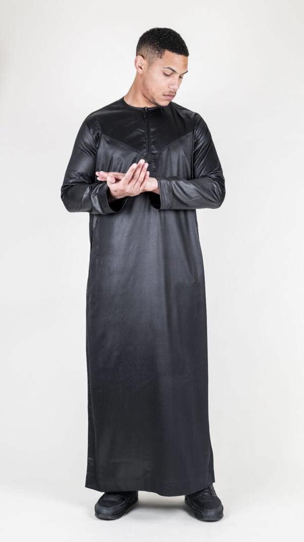 Infinity Leather Men's Thobe Robe Satin Emirati Islamic Jubba Eid Regular Fit