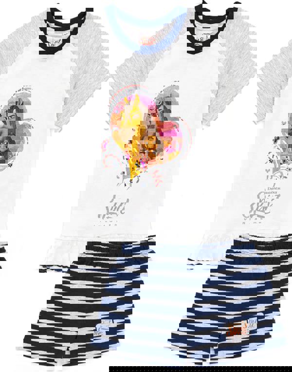 DreamWorks Girls Blue Spirit Character Placement Print Short Sleeve Short Leg Pyjama Set