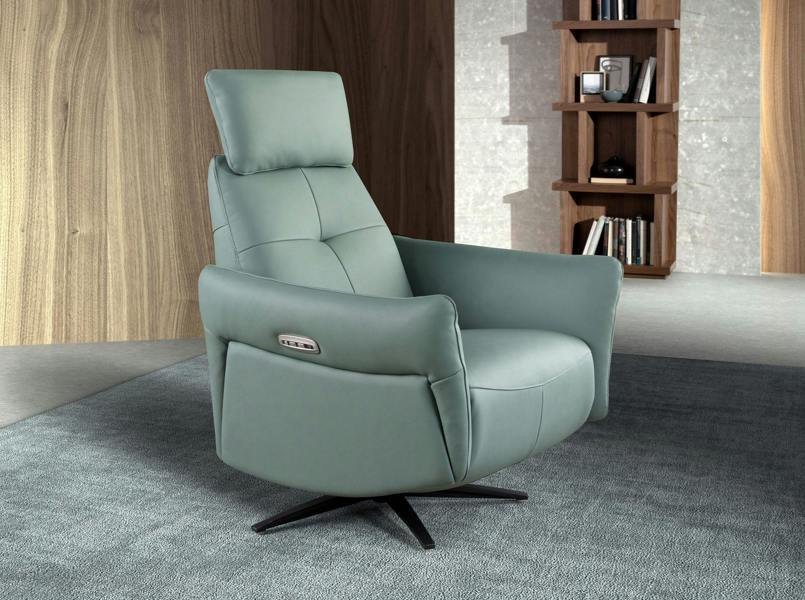 Angel Cerdá Turquoise green leather swivel relax armchair 5174