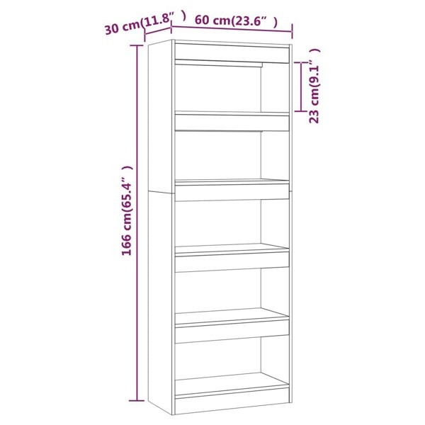 Berkfield Book Cabinet/Room Divider Concrete Grey 60x30x166 cm Engineered Wood