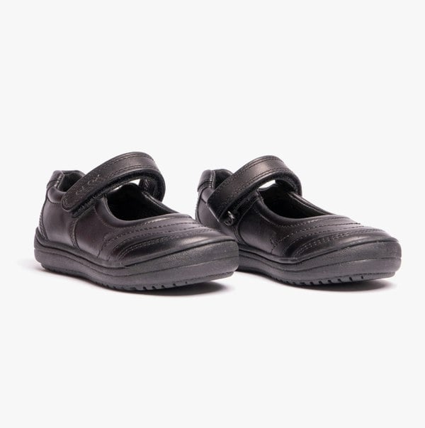 GEOX HADRIEL I Girls Leather Touch Fasten School Shoes Black