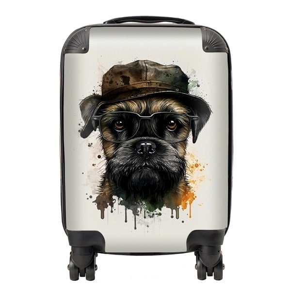 Warren Reed Border Terrier Dog Splashart Suitcase