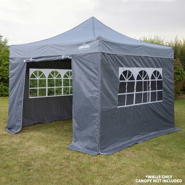 Side Walls Door & Windows for 3x3m Pop-Up Gazebo - GREY - Garden Party Tent - LoopsDirect
