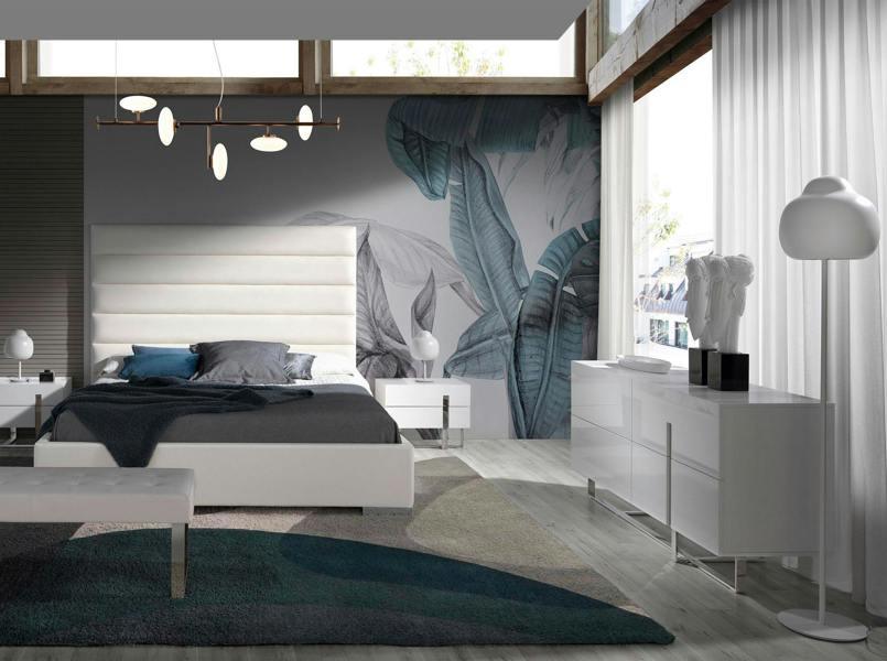 Angel Cerdá White Wood and Chromed Steel Sideboard 3052