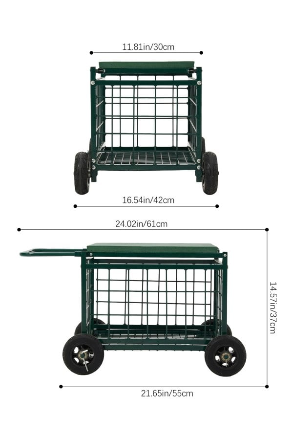 Living and Home Rolling Garden Work Seat Cart with Storage