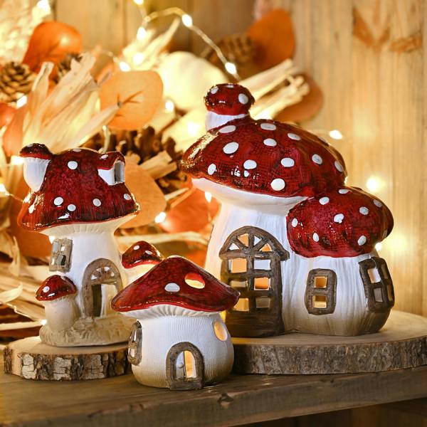 Country Living Multi Toadstool Cottage Candle Holder