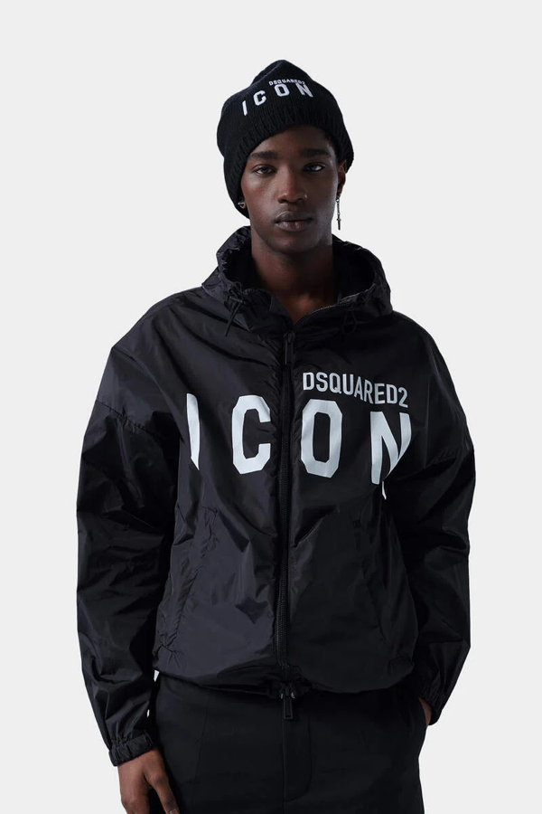 Dsquared2 Large Icon Logo Thin Windbreaker Jacket - Black