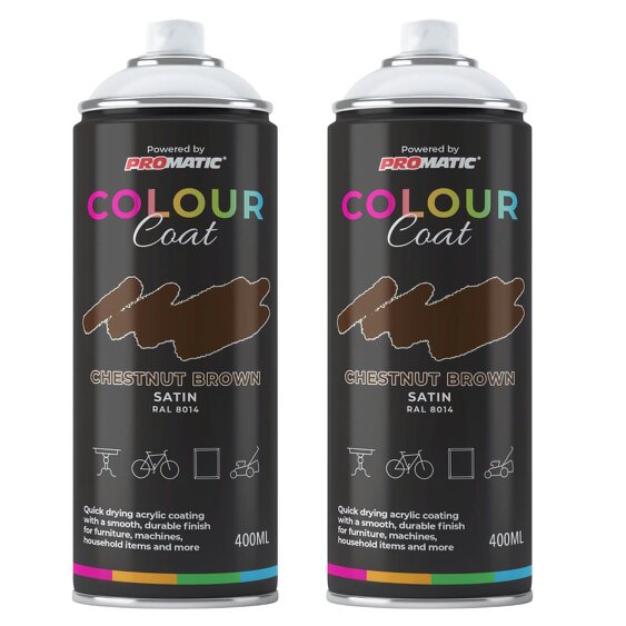 Colour Coat 2X Chestnut Brown RAL 8014 Satin Spray Paint 400ml