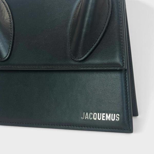 Supplied Fashion Jacquemus Le Grand Chiquito black leather handbag with silver logo and structured silhouette