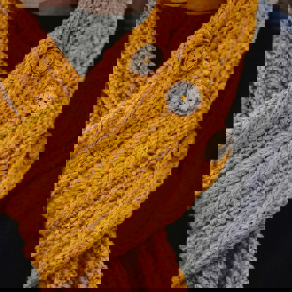 Aran Cable Button Wrap Scarf 