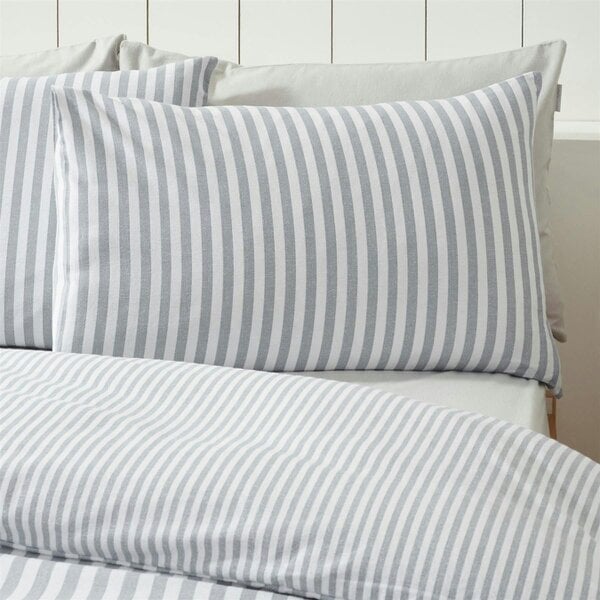 HomeSpace Direct Brushed Stripe Silver Grey Duvet Cover Set