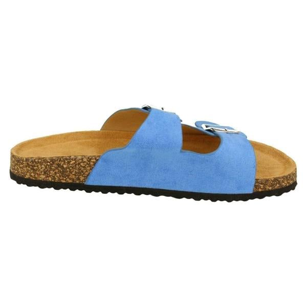 Spot On Ladies Spot On Double Buckle Detailed Mule Sandals F00412