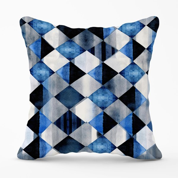 Warren Reed Square Checkered Pattern Cushions