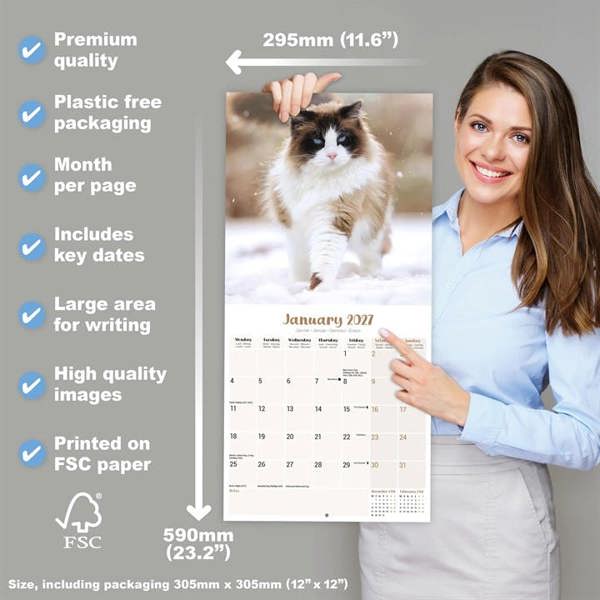 Ragdoll Cats Calendar 2027, Wall Calendars, Month To View, Cats, Gift