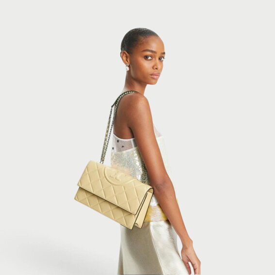 Tory Burch Fleming Convertible Shoulder Bag Vanilla Beige