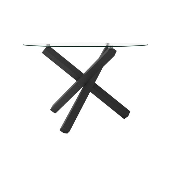 Wyld Haus San Sebastian Clear Glass and Black Metal Round Dining Table 4 Seater