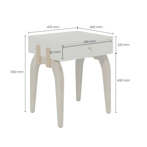 Wyld Haus Cordoba Taupe Textured and Brass Bedside Table with Drawer