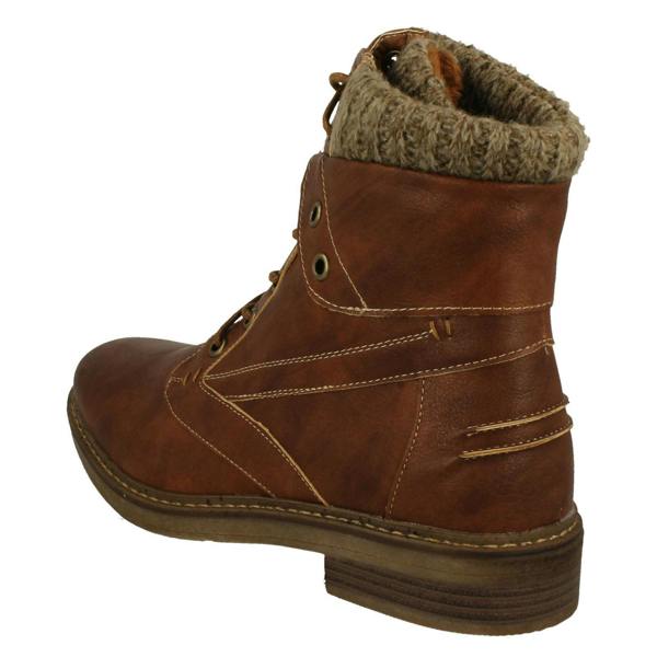 Spot On Ladies Spot On Knitted Cuff Ankle Boots F4447