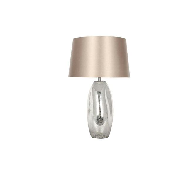 Pagazzi Lighting Josie Mercury Effect Glass Table Lamp with Taupe Shade