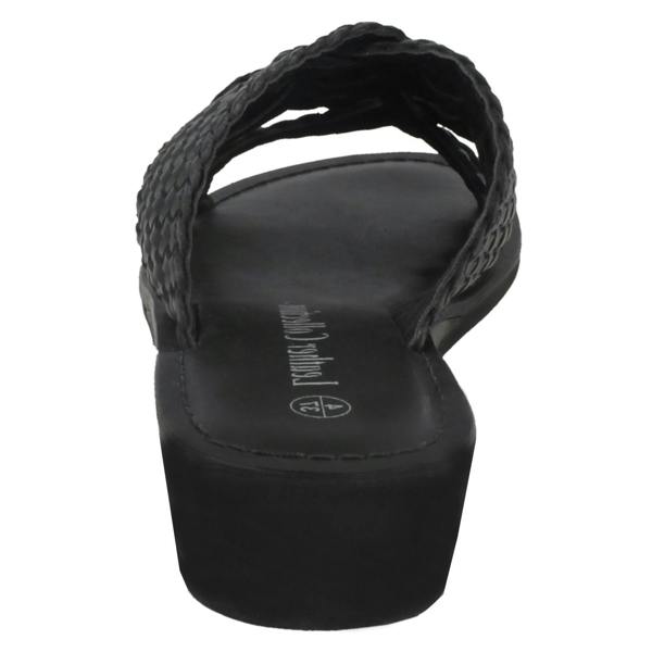 Leather Collection Ladies Leather Collection Low Wedge Braided X Stap Mules