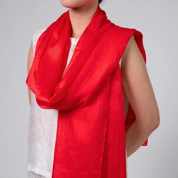 Bright Red Silk Scarf – Hand-Dyed Mulberry Silk, Christmas Gift & Wedding Wrap