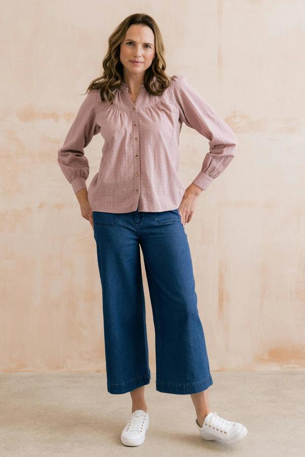 Lily & Me Wayfaring Embroidered Cotton Blouse Soft Pink