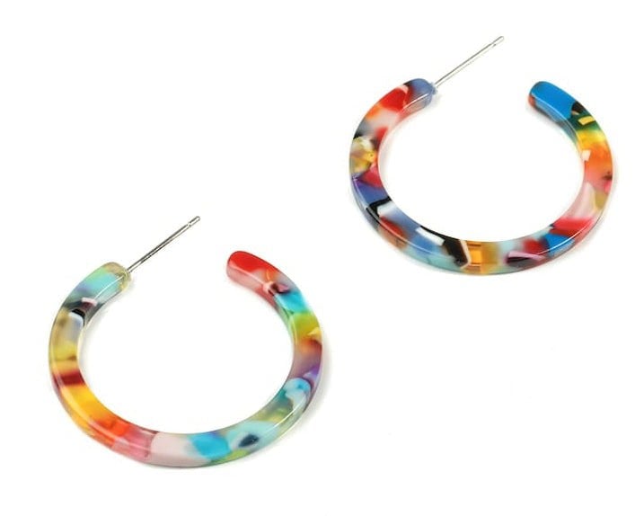 One Of A Kind Club Multicoloured thin small hoop acrylic earrings