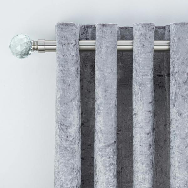 A.Unique Home Gem Crystal Extendable Curtain Pole (25/28mm) (Brushed Steel,70cm - 120cm)