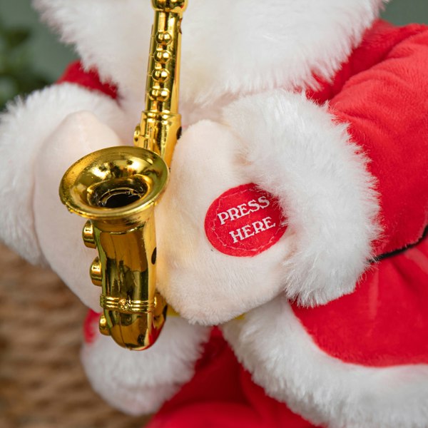 Samuel Alexander 35cm Battery Operated Animated Dancing Santa with Saxophone Christmas Decoration