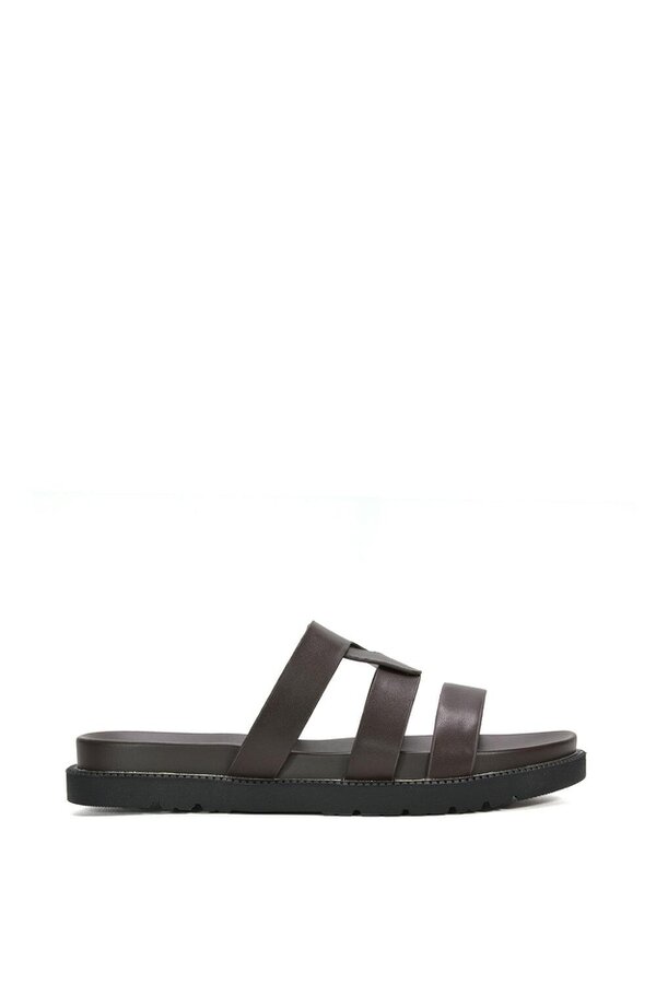 XY LONDON Flat Slider Sandals With Comfortable Footbed - Brown