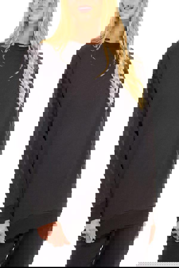 Smart Living Women's Oversized Sweatshirt Cozy Pullover Jumper Crewneck Top - Black