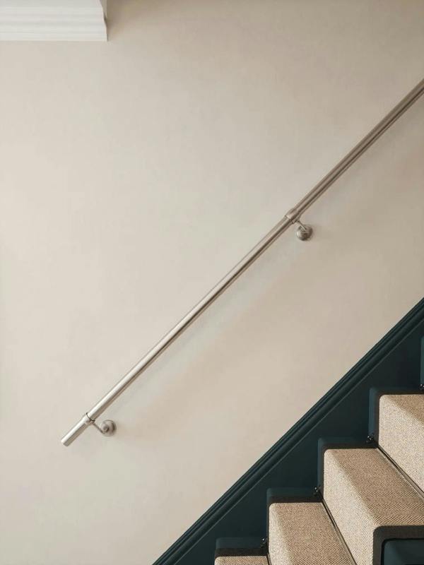 Harbury Brushed Silver Straight Flight Handrail — Handrails Direct 40mm Handrail Straight Run — by Handrails Direct, Straight Flight
