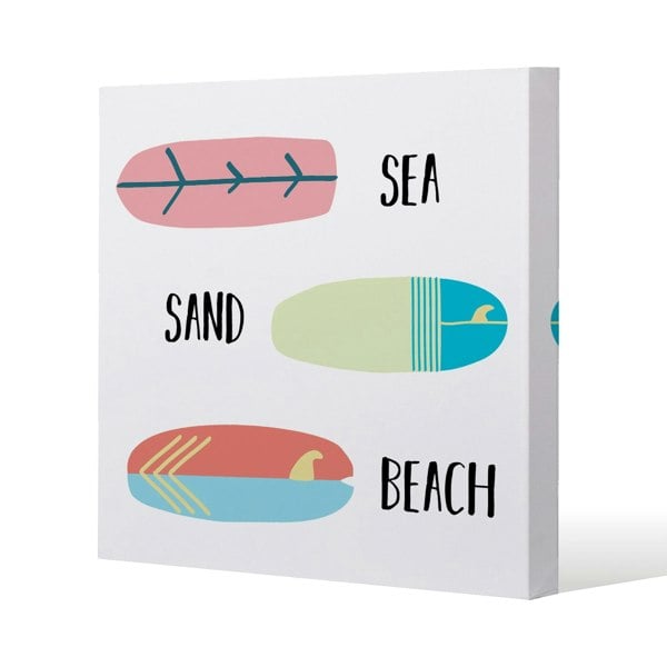 Benjamin Tate Design Sea, Sand, Surf, Beach Slim Style Canvas Print  40x40cm , 15mm Slim Real wood.