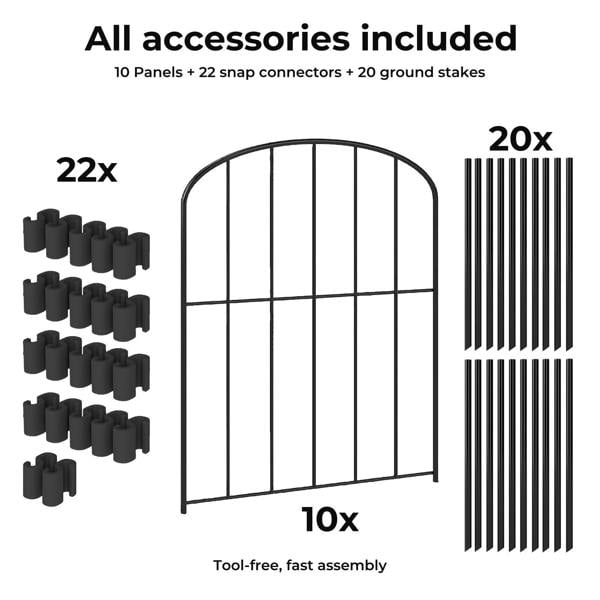 Levede 10 Pack Animal Barrier Metal Decorative Garden Fence Outdoor Pet Border