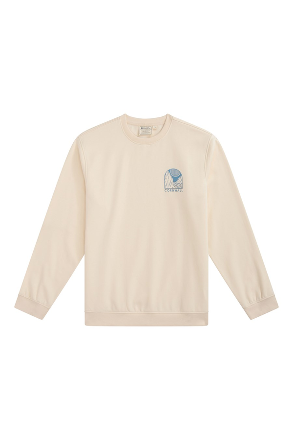 Mountain Warehouse Mens Cornwall Graphic Print Lightweight Sweatshirt - Off White